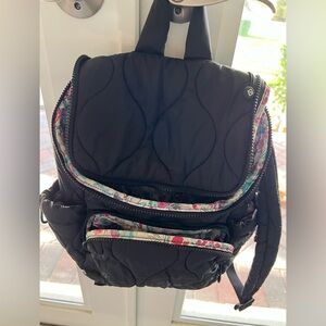 Black Vera Bradley Quilted Backpack with Floral Accents